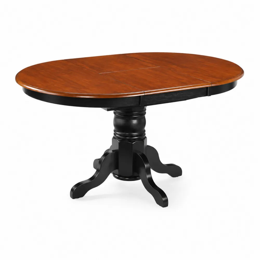 Tavolo da Pranzo Ovale in Legno con Base Nera