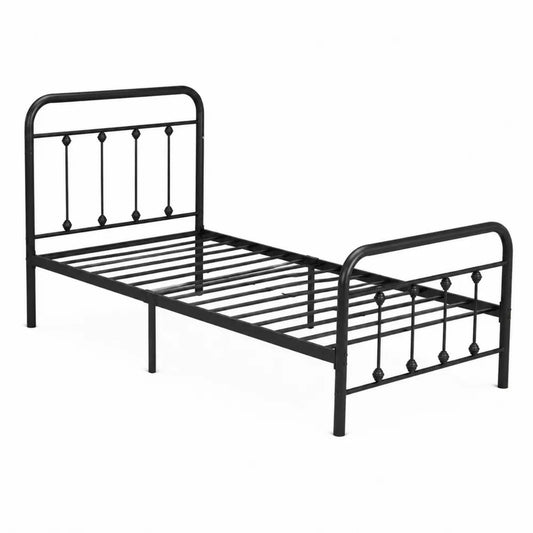 Letto Singolo in Metallo Verniciato Nero