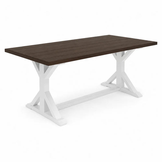 Tavolo da pranzo rettangolare in legno marrone e bianco, 180x90x75 cm